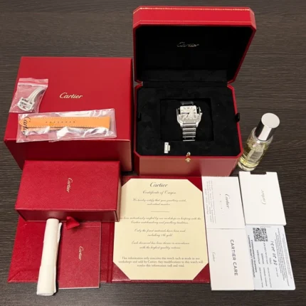 Cartier Santos Medium WSSA0029 – 35 mm, Acier Inoxydable, Cadran Blanc, Mouvement Automatique