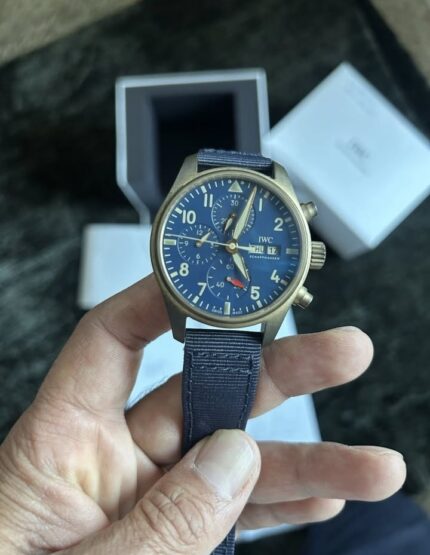 Montre d'Aviateur IWC Bleue Homme IW388109 Chronographe Bronze 41 mm
