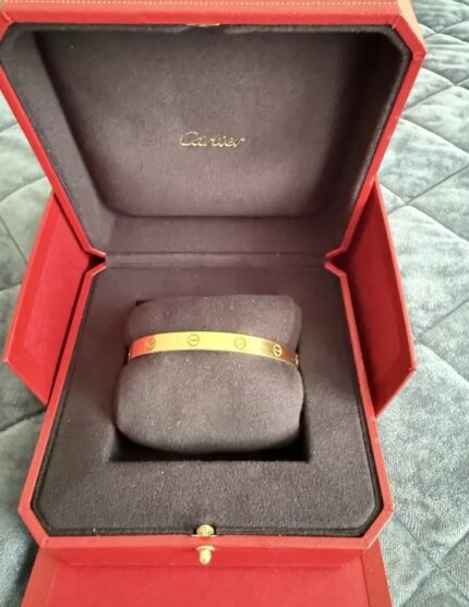 Bracelet Manchette Cartier Love Or Jaune 18K Taille 20 – Authentique avec Boîte et Papiers