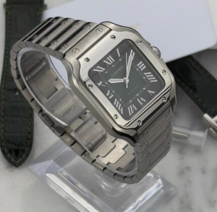 Cartier Santos Medium en acier inoxydable cadran vert WSSA0061